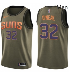 Mens Nike Phoenix Suns 32 Shaquille ONeal Swingman Green Salute to Service NBA Jersey