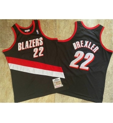 Blazers 22 Clyde Drexler Black 1991 92 Hardwood Classics Swingman Jersey