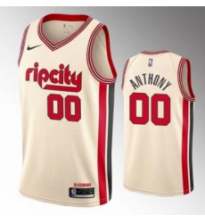 Men Nike Portland Trail Blazers 00 Carmelo Anthony Cream City Red Swinman Jersey