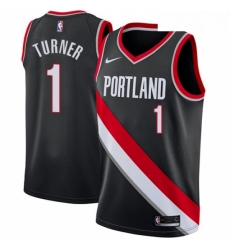 Mens Nike Portland Trail Blazers 1 Evan Turner Swingman Black Road NBA Jersey Icon Edition