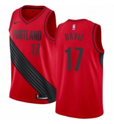 Mens Nike Portland Trail Blazers 17 Ed Davis Authentic Red Alternate NBA Jersey Statement Edition 