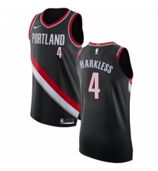 Mens Nike Portland Trail Blazers 4 Moe Harkless Authentic Black Road NBA Jersey Icon Edition 