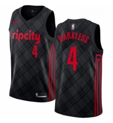 Mens Nike Portland Trail Blazers 4 Moe Harkless Swingman Black NBA Jersey City Edition 