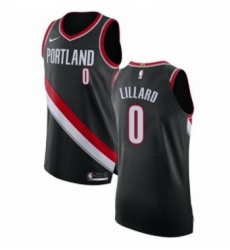 Womens Nike Portland Trail Blazers 0 Damian Lillard Authentic Black Road NBA Jersey Icon Edition