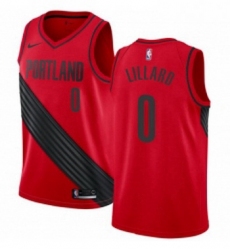 Womens Nike Portland Trail Blazers 0 Damian Lillard Authentic Red Alternate NBA Jersey Statement Edition