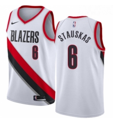 Womens Nike Portland Trail Blazers 6 Nik Stauskas Swingman White NBA Jersey Association Edition 