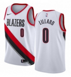 Youth Nike Portland Trail Blazers 0 Damian Lillard Authentic White Home NBA Jersey Association Edition