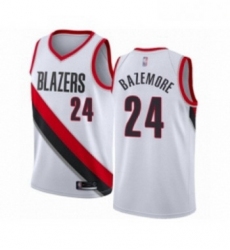 Youth Portland Trail Blazers 24 Kent Bazemore Swingman White Basketball Jersey Association Edition 