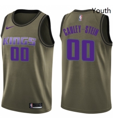 Youth Nike Sacramento Kings 0 Willie Cauley Stein Swingman Green Salute to Service NBA Jersey 