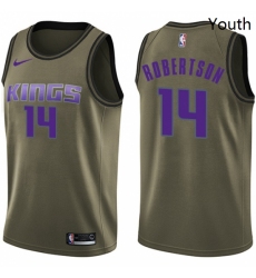 Youth Nike Sacramento Kings 14 Oscar Robertson Swingman Green Salute to Service NBA Jersey