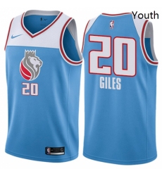 Youth Nike Sacramento Kings 20 Harry Giles Swingman Blue NBA Jersey City Edition 