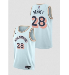 Men San Antonio Spurs 28 Charles Bassey Light Blue 2024 25 City Edition Stitched Basketball Jersey