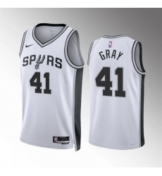 Men San Antonio Spurs 41 Raiquan Gray White Association Edition Stitched Basketball Jersey