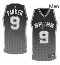 Mens Adidas San Antonio Spurs 9 Tony Parker Authentic Black Resonate Fashion NBA Jersey