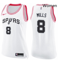 Womens Nike San Antonio Spurs 8 Patty Mills Swingman WhitePink Fashion NBA Jersey