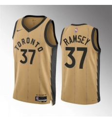 Men Toronto Raptors 37 Jahmi 27us Ramsey Gold 2023 24 City Edition Stitched Basketball Jersey