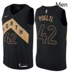 Mens Nike Toronto Raptors 42 Jakob Poeltl Authentic Black NBA Jersey City Edition