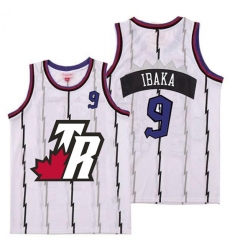 Raptors 9 Serge Ibaka White Big White TR Logo Retro Jersey