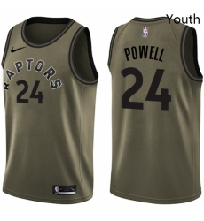 Youth Nike Toronto Raptors 24 Norman Powell Swingman Green Salute to Service NBA Jersey 