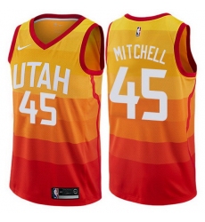 Jazz  45 Donovan Mitchell Orange Basketball Swingman City Edition 2019 20 Jersey