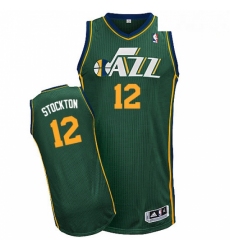 Mens Adidas Utah Jazz 12 John Stockton Authentic Green Alternate NBA Jersey