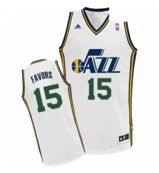 Mens Adidas Utah Jazz 15 Derrick Favors Swingman White Home NBA Jersey