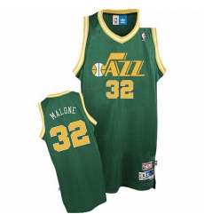 Mens Adidas Utah Jazz 32 Karl Malone Authentic Green Throwback NBA Jersey