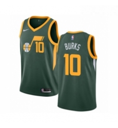 Mens Nike Utah Jazz 10 Alec Burks Green Swingman Jersey Earned Edition