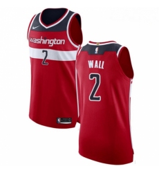 Mens Nike Washington Wizards 2 John Wall Authentic Red Road NBA Jersey Icon Edition