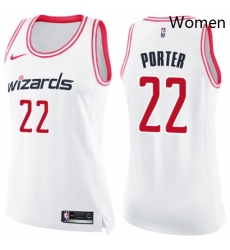 Womens Nike Washington Wizards 22 Otto Porter Swingman WhitePink Fashion NBA Jersey 