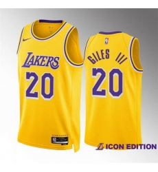 Men Los Angeles Lakers 20 Harry Giles Iii Yellow Icon Edition Stitched Basketball Jersey