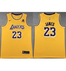 Men Los Angeles Lakers 23 LeBron James Yellow Stitched Basketball Jersey