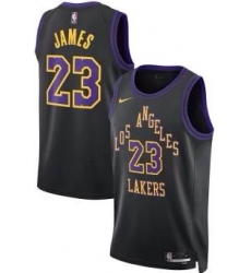 Men Los Angeles Lakers 23 Lebron James Black 2023 24 City Edition Stitched Basketball Jersey