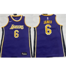 Men Los Angeles Lakers 6 LeBron James Purple Stitched Basketball Jersey