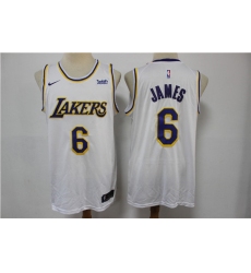 Men Los Angeles Lakers 6 LeBron James White Stitched Basketball Jersey