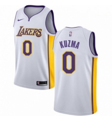 Mens Nike Los Angeles Lakers 0 Kyle Kuzma Swingman White NBA Jersey Association Edition 