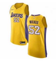 Mens Nike Los Angeles Lakers 52 Jamaal Wilkes Authentic Gold Home NBA Jersey Icon Edition