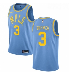 Womens Nike Los Angeles Lakers 3 Corey Brewer Swingman Blue Hardwood Classics NBA Jersey 