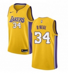 Youth Nike Los Angeles Lakers 34 Shaquille ONeal Swingman Gold Home NBA Jersey Icon Edition