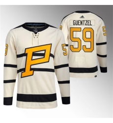 Men Pittsburgh Penguins 59 Jake Guentzel Cream 2023 Winter Classic Stitched Jersey