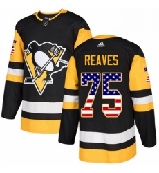 Mens Adidas Pittsburgh Penguins 75 Ryan Reaves Authentic Black USA Flag Fashion NHL Jersey 