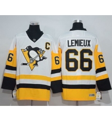 Penguins #66 Mario Lemieux White New Away Stitched NHL Jersey