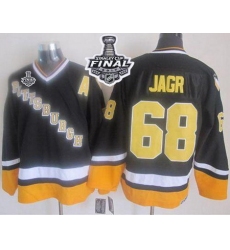 Penguins #68 Jaromir Jagr Black Yellow CCM Throwback 2017 Stanley Cup Final Patch Stitched NHL Jersey