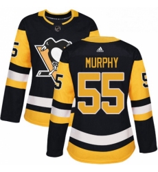 Womens Adidas Pittsburgh Penguins 55 Larry Murphy Authentic Black Home NHL Jersey 