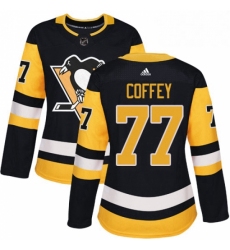 Womens Adidas Pittsburgh Penguins 77 Paul Coffey Authentic Black Home NHL Jersey 