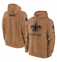 Men New Orleans Saints 2023 Brown Salute To Service Pullover Hoodie