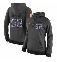 NFL Womens Nike Baltimore Ravens 52 Ray Lewis Stitched Black Anthracite Salute to Service Player Performance Hoodie