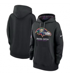 Women Baltimore Ravens Black 2024 Crucial Catch Club Pullover Hoodie