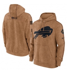 Men Buffalo Bills 2023 Brown Salute To Service Pullover Hoodie