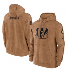 Men Cincinnati Bengals 2023 Brown Salute To Service Pullover Hoodie